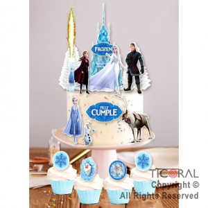 ESCENOGRAFIA PARA DECORAR TORTAS Y CUPCAKES FROZEN (15 UNIDADES + 1 BENGALA)